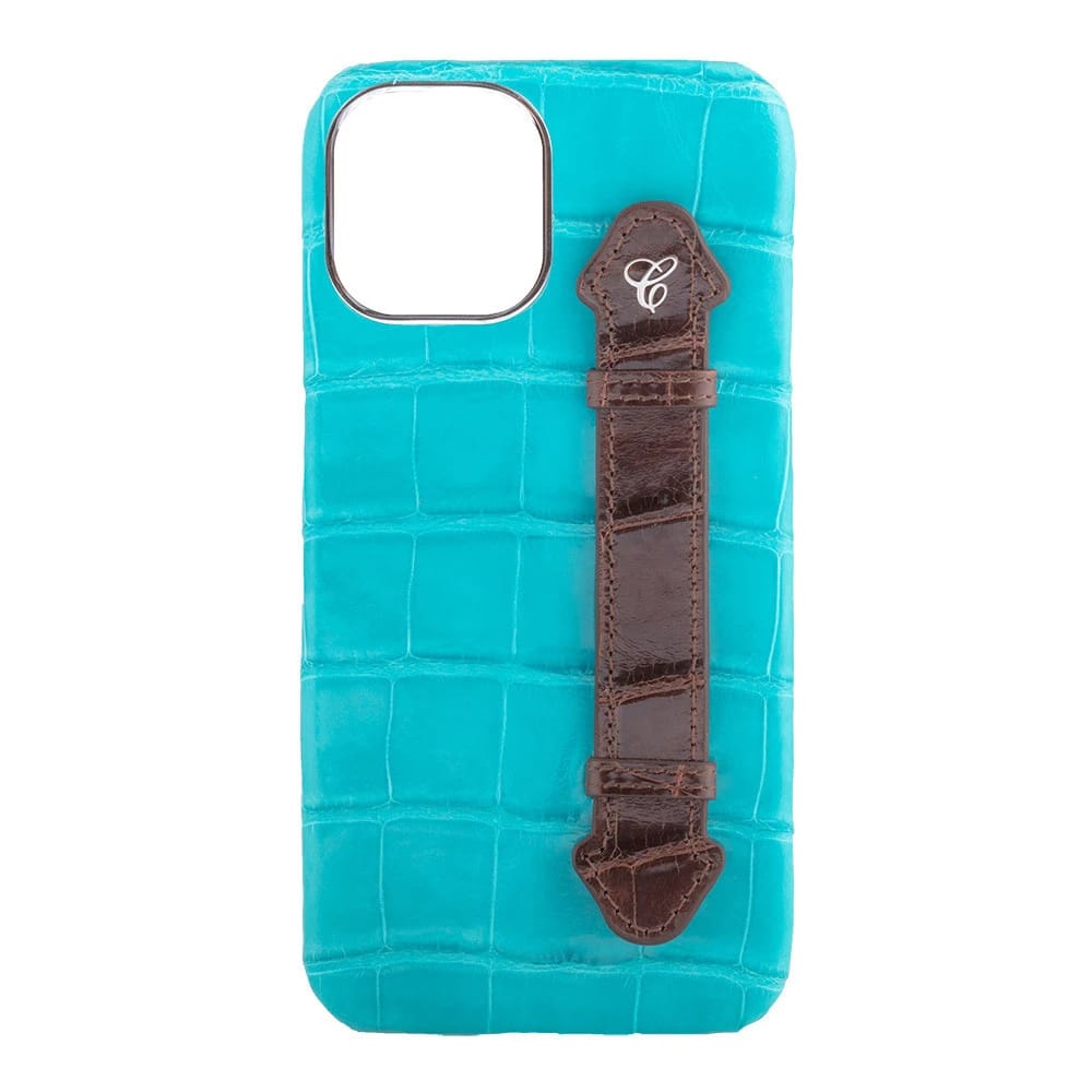 Aqua Blue Croc Side Finger case for 12 Pro Max - 1