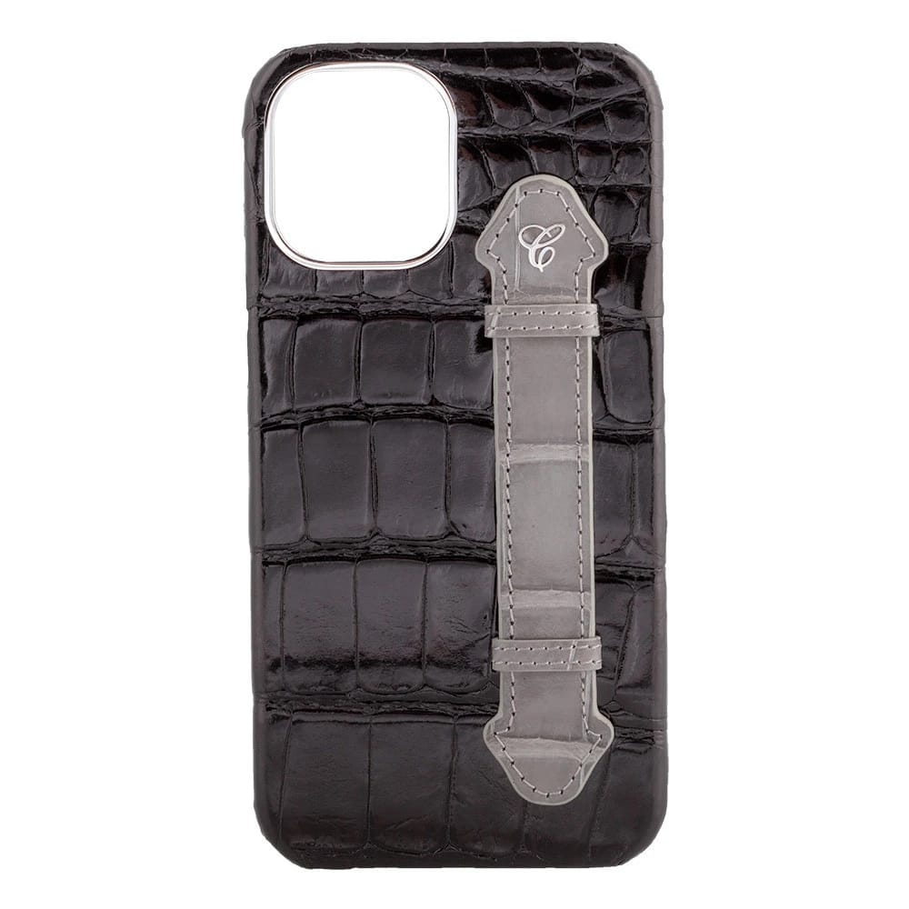 Black Croc Grey Side Finger case for 12 Pro - 1