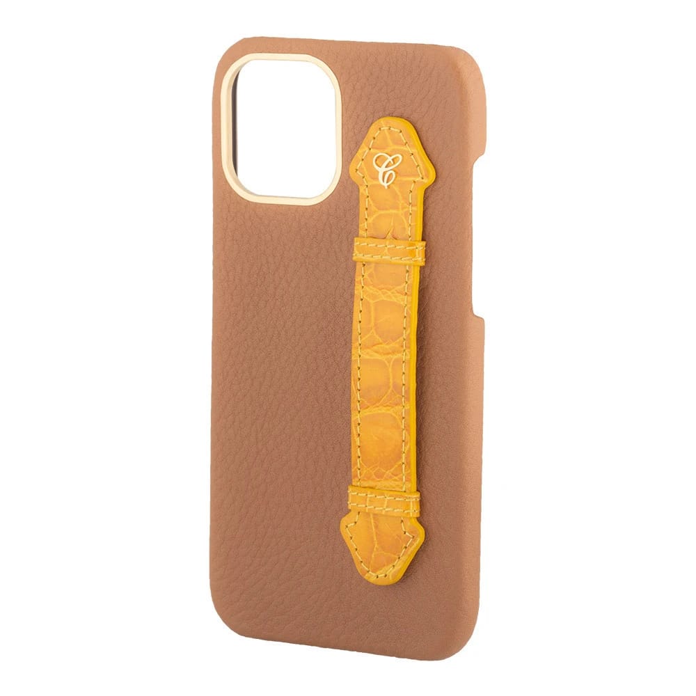 Brown Togo/ Yellow Croc Side Finger case for 12 Pro - 2