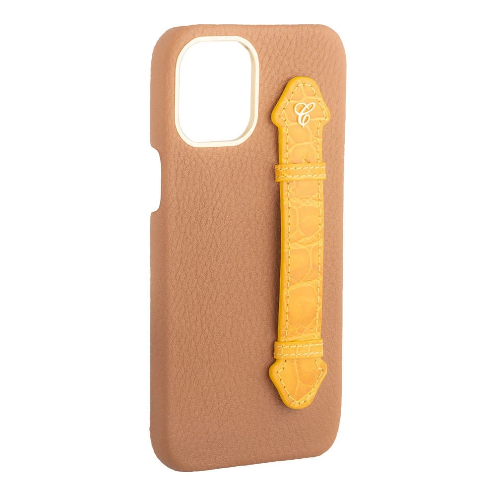 Brown Togo/ Yellow Croc Side Finger case for 12 Pro - 3
