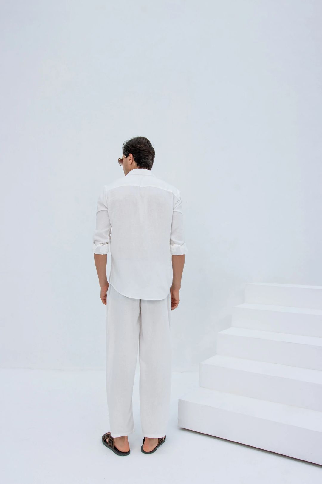 Linen Set  (shirt, trouser, short) - White - 6