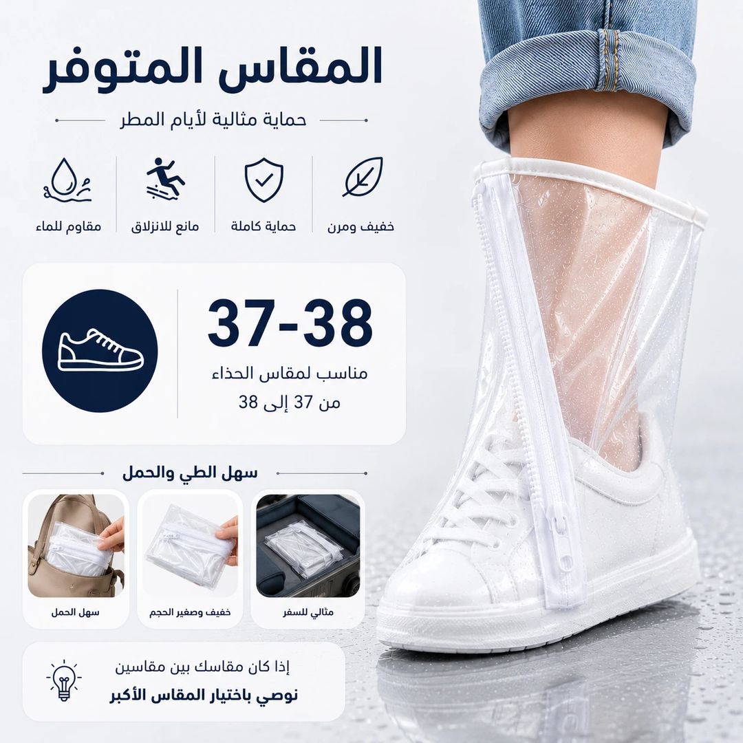 غطاء أحذية للكبار مقاس 37-38 | مقاوم للمطر والانزلاق | للجنسين - 1