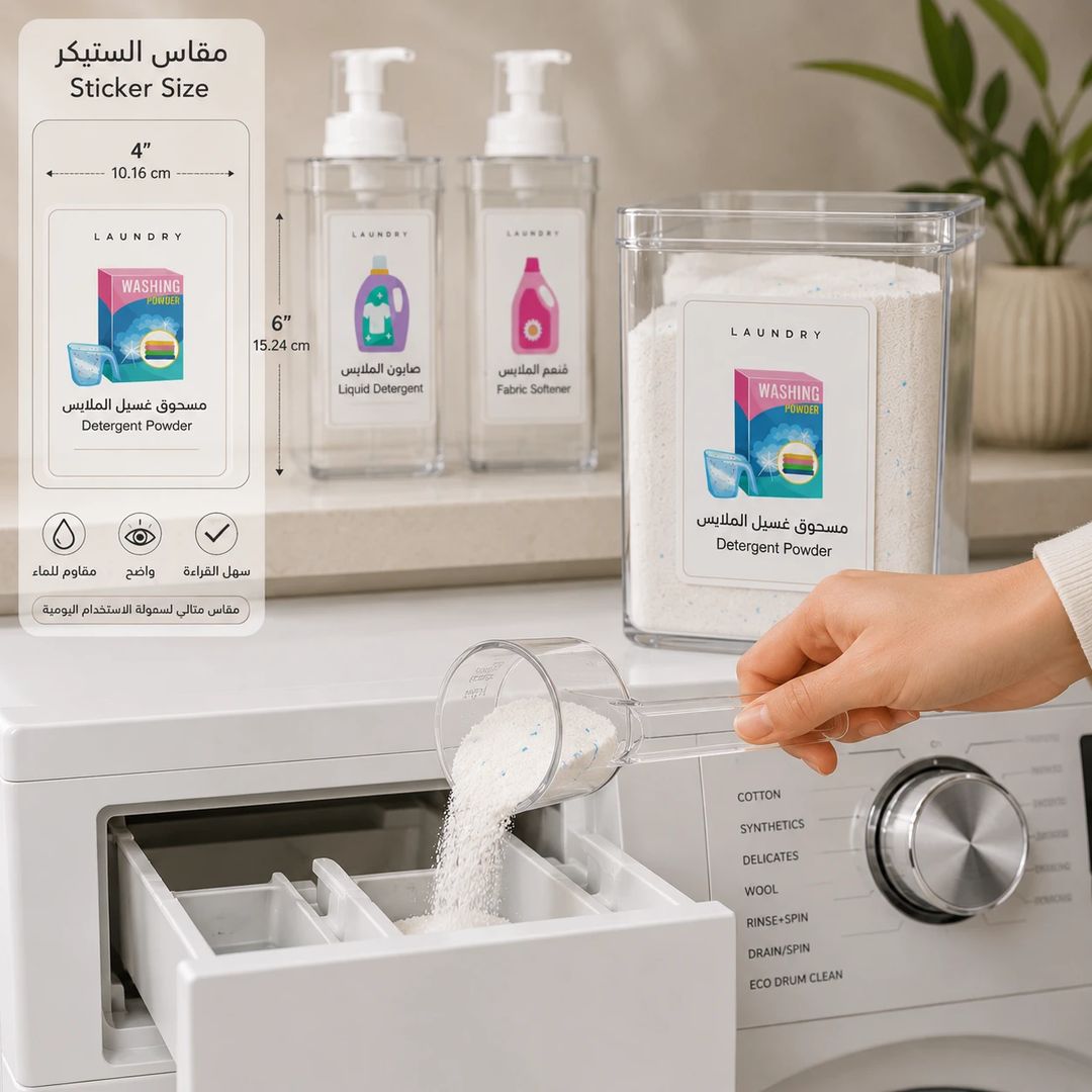 ملصقات تنظيم التنظيف وغرفة الغسيل – 72 استيكر مقاوم للماء - 3