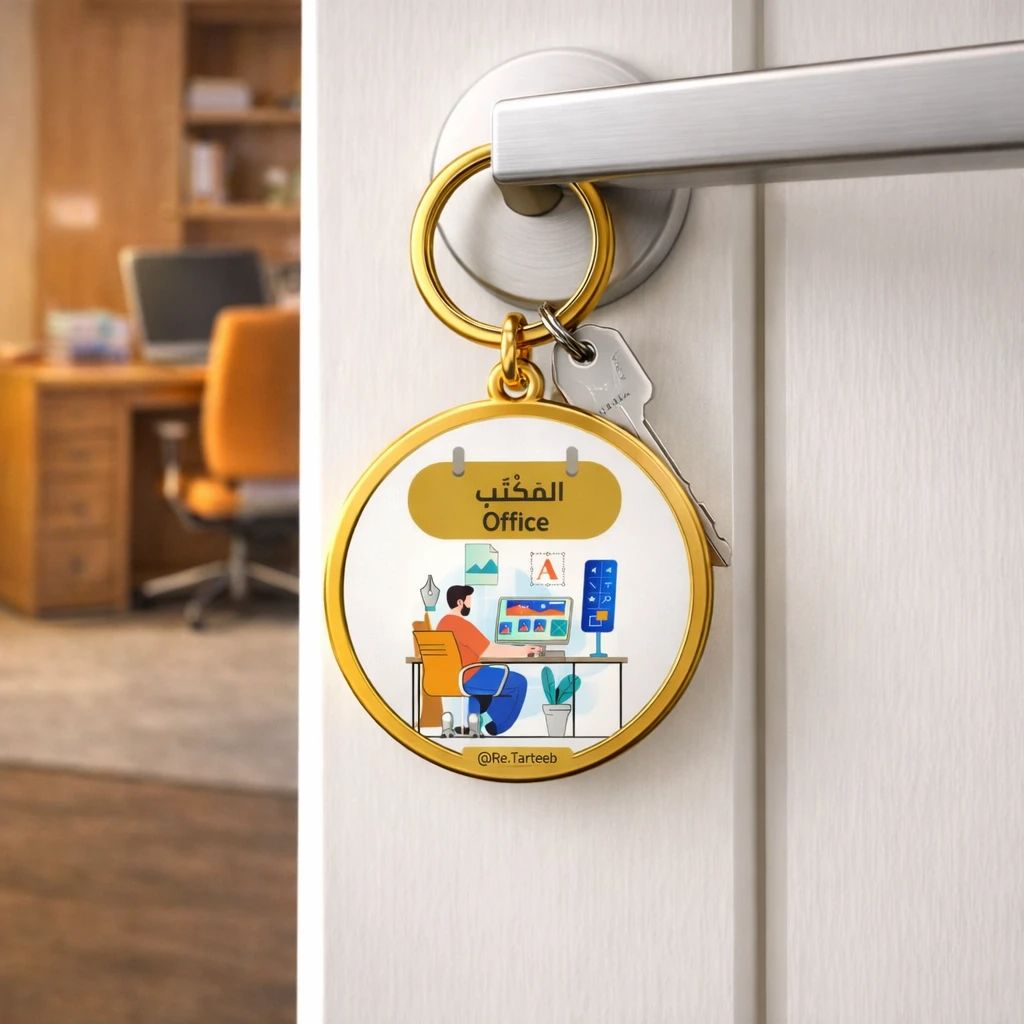 Office Room – Luxury Gold Metal Keychain - 1