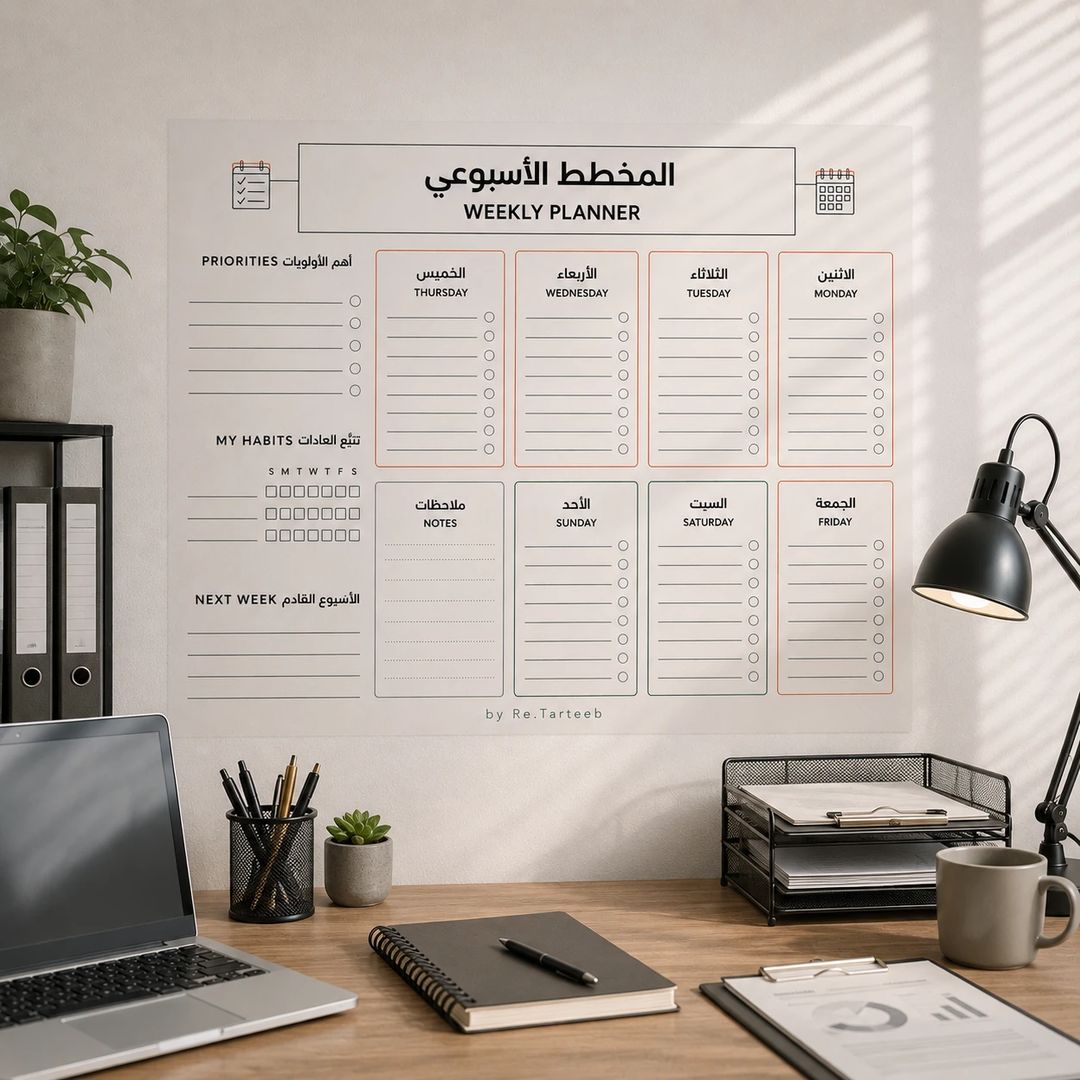 مخطط أسبوعي جداري شفاف قابل للمسح | منظم أسبوعي وتتبع العادات - 3