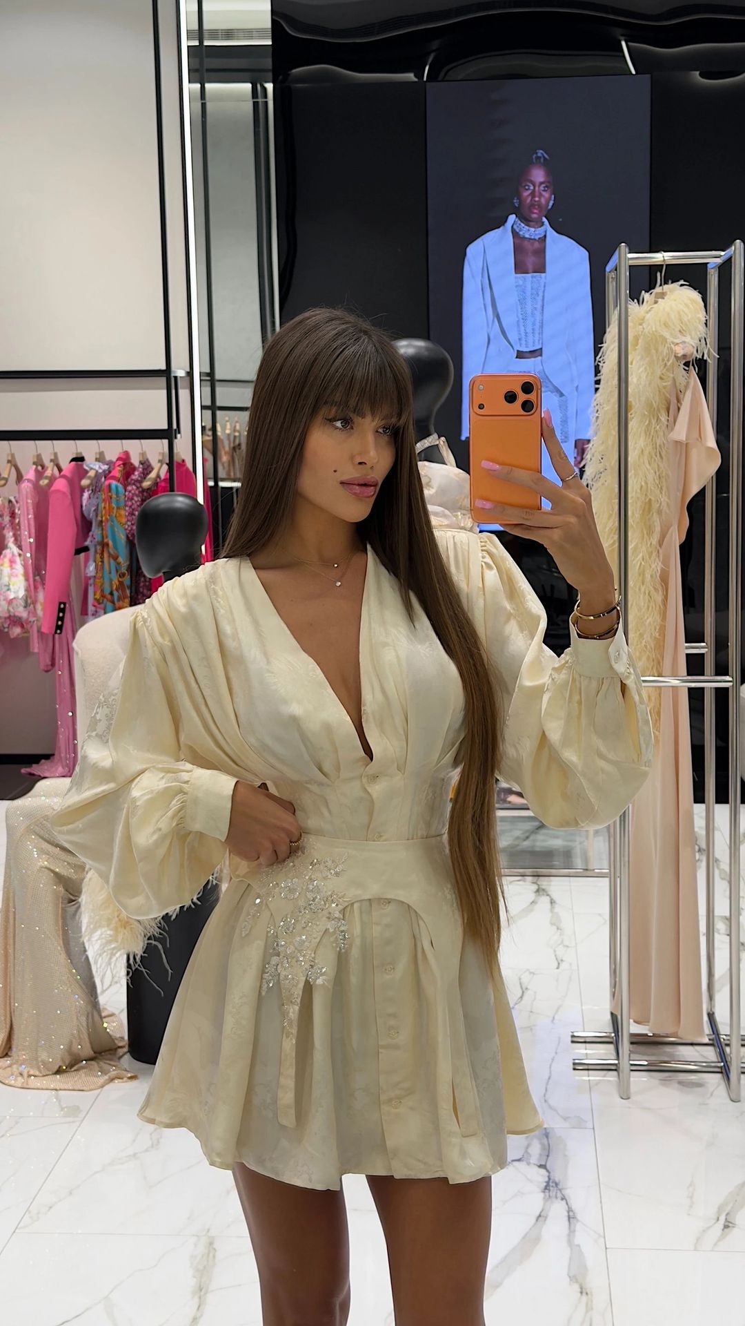 Dress with a Belt (Beige) - 1