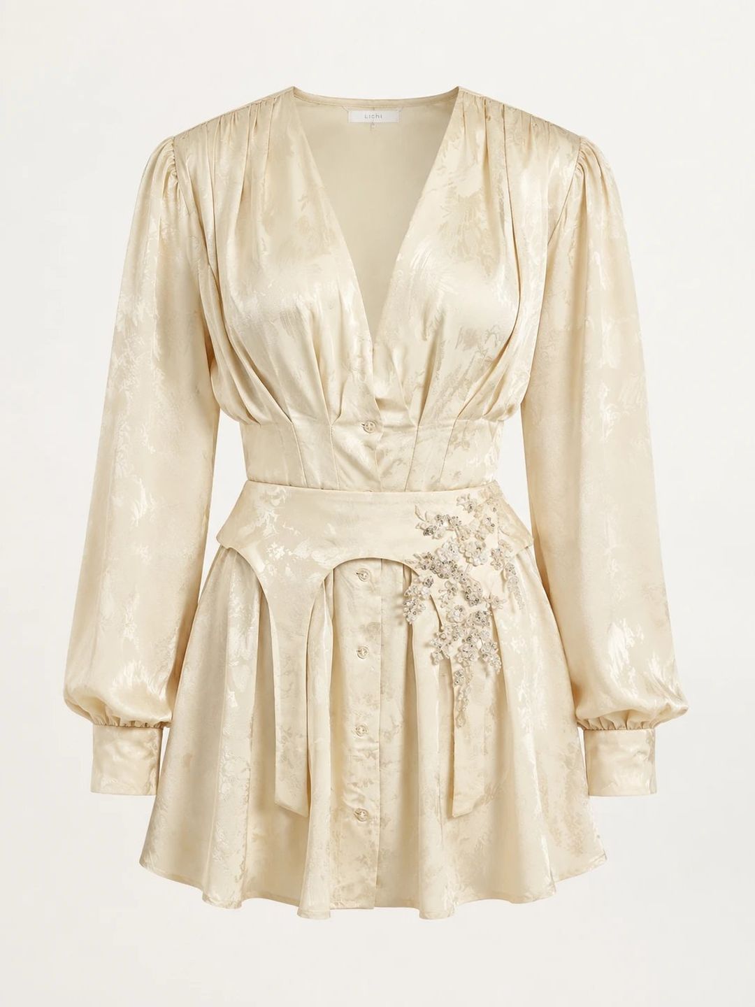 Dress with a Belt (Beige) - 3