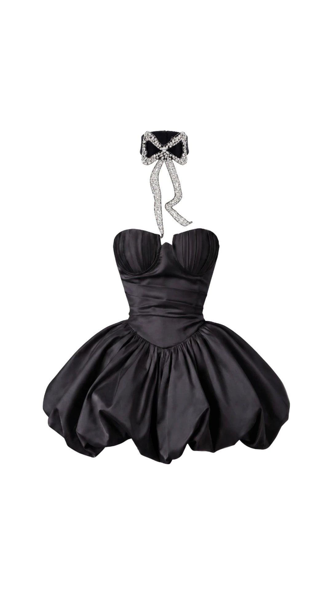 Dress with a bow (Black) - 1