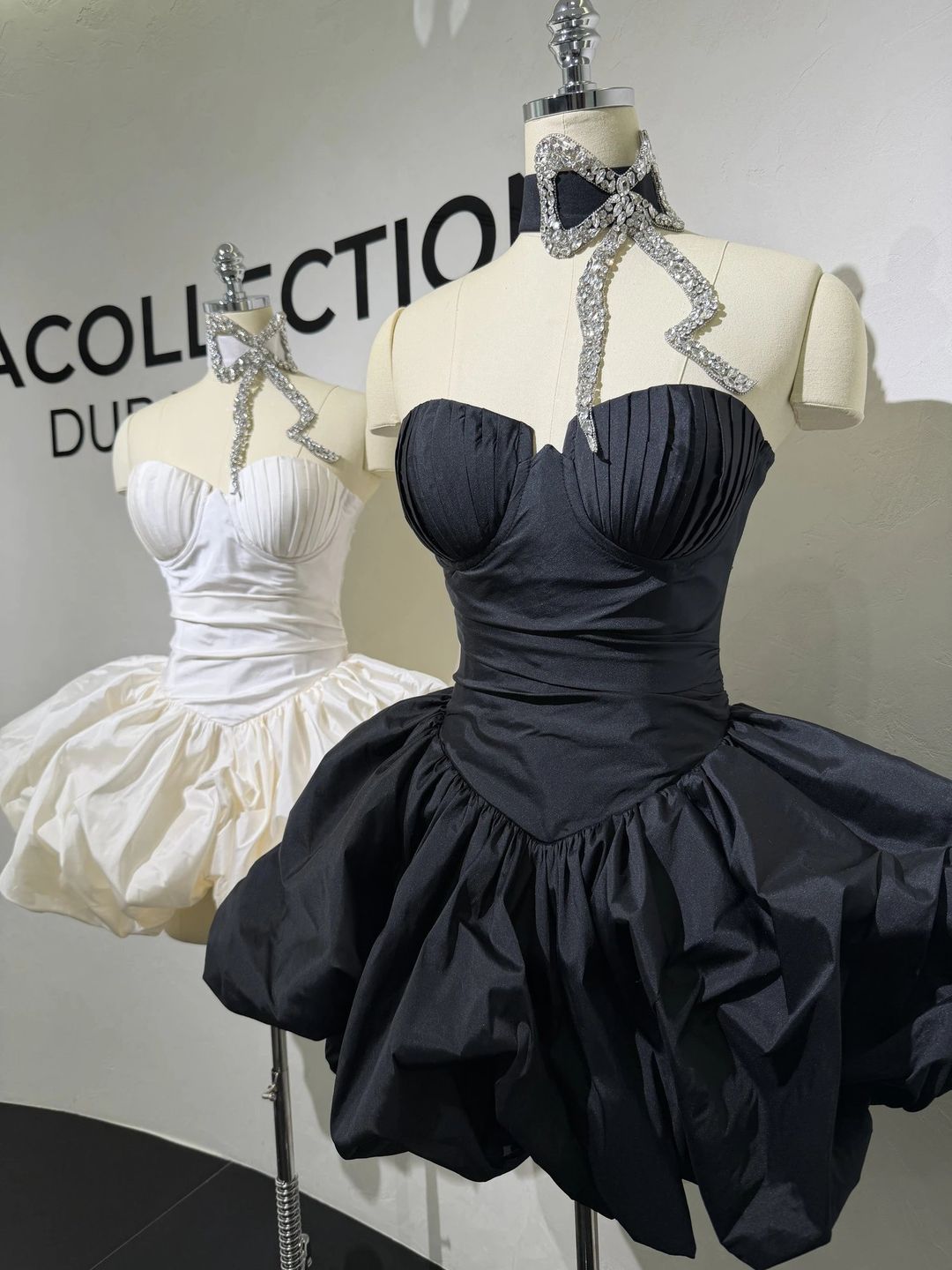 Dress with a bow (Black) - 3