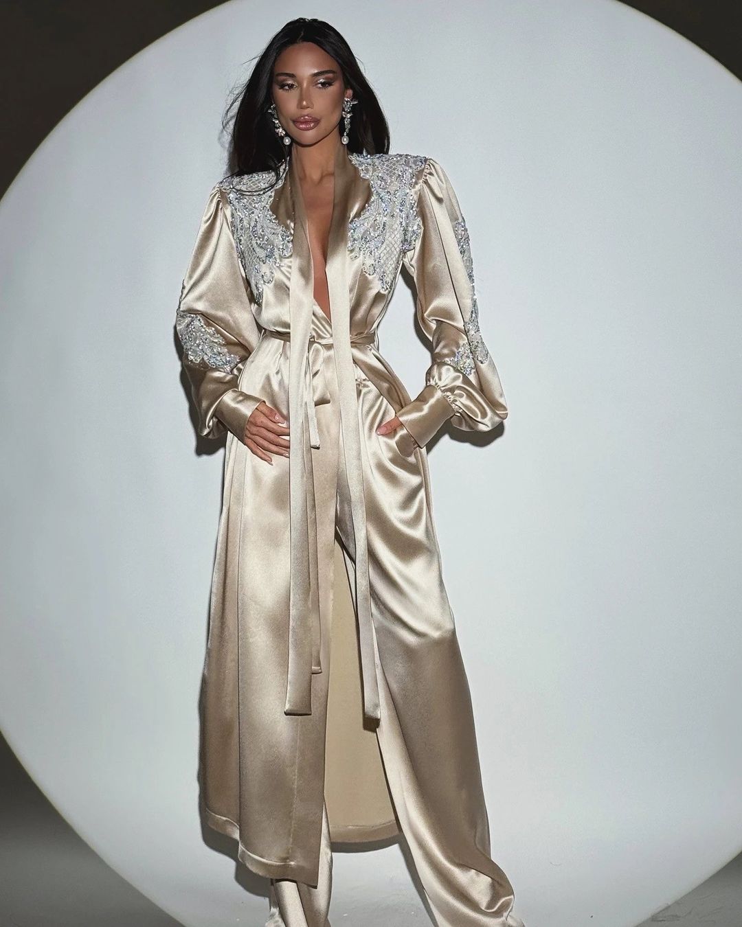 Costume with appliques (Beige) - 1