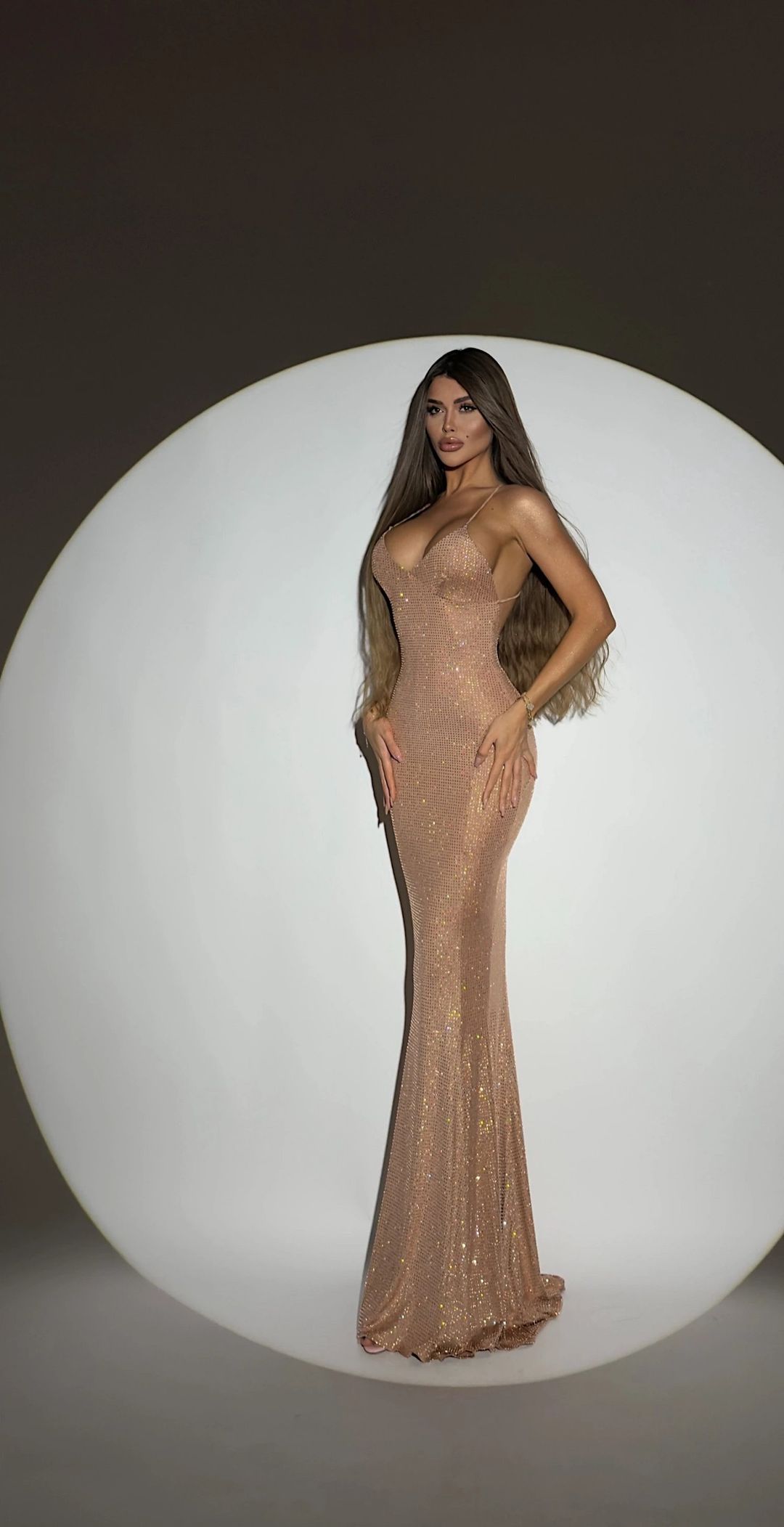 Dress long shine Brown - 1