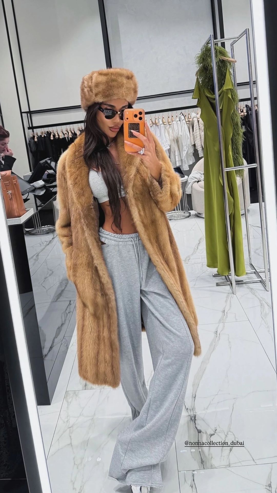 Fur Coat long Brown - 1