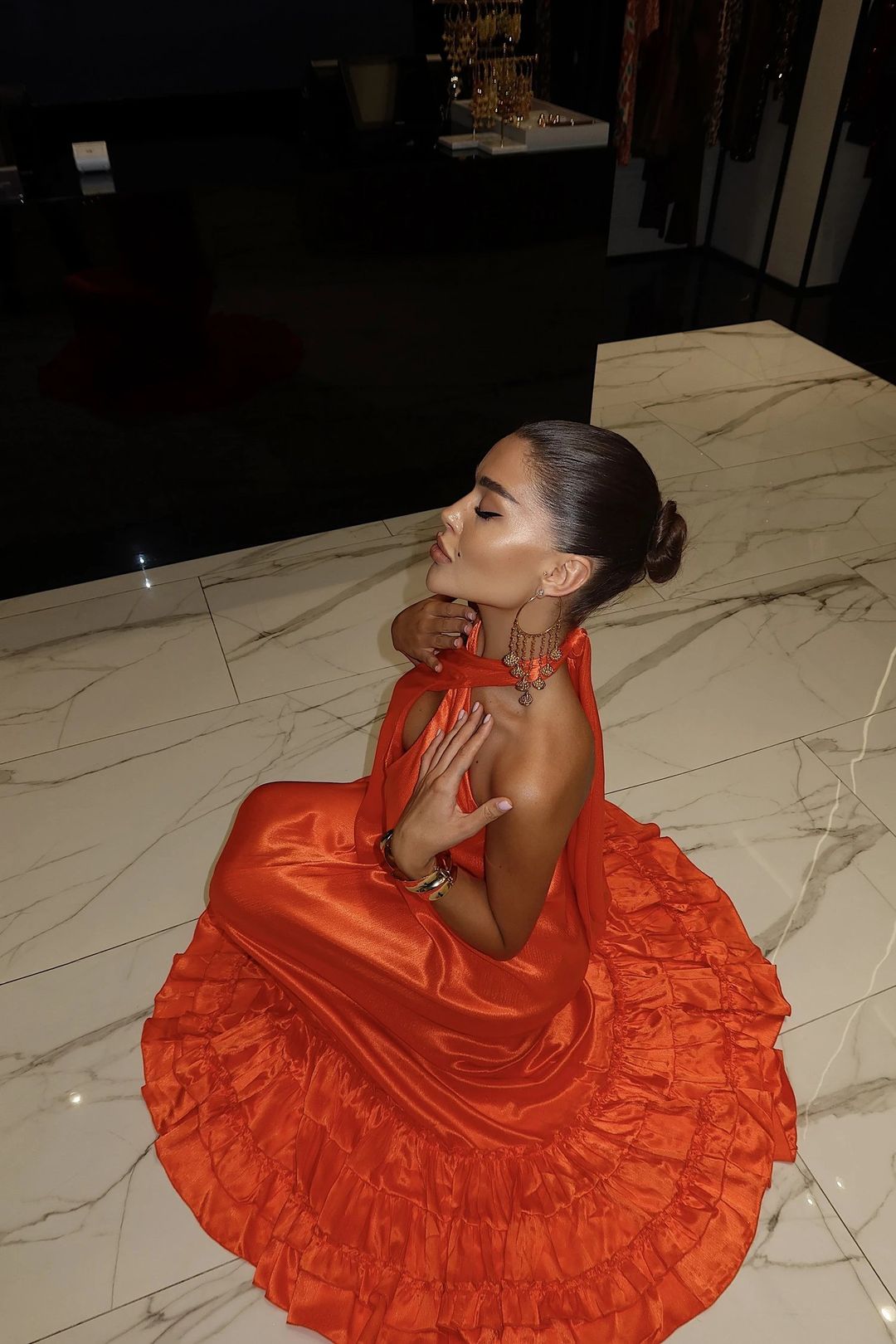 Dress Plain Orange - 2