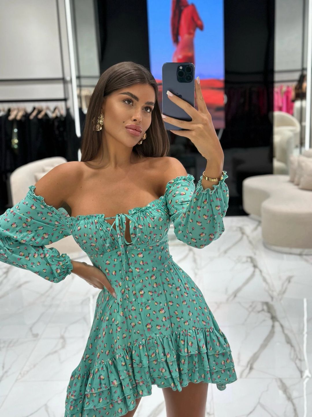 Dress with Flowers Blue - 1