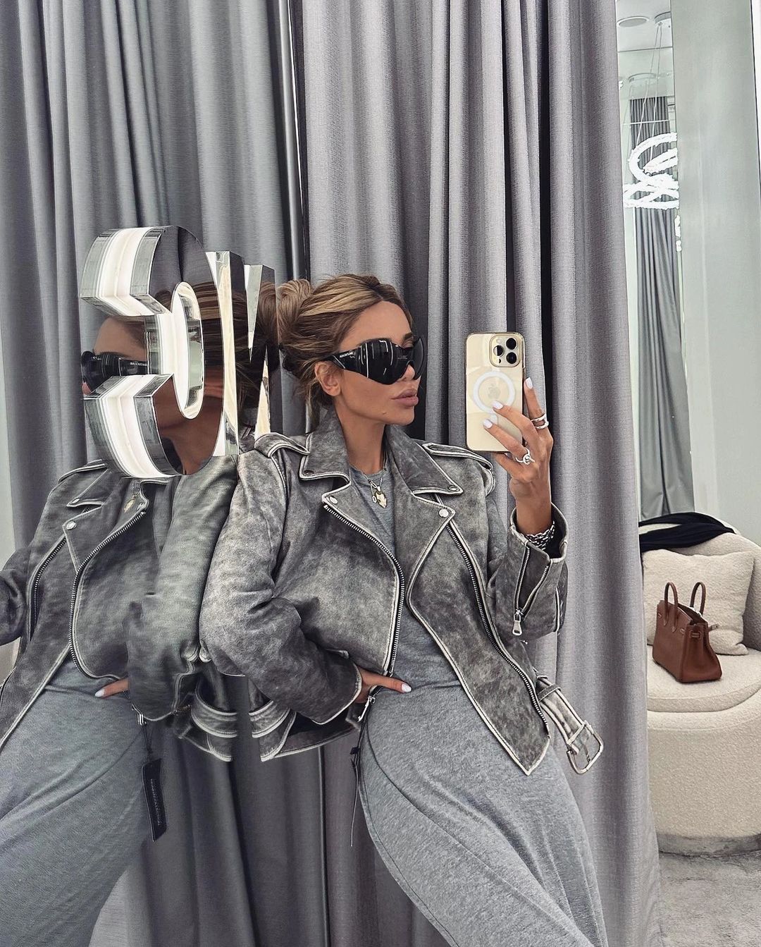 Leather Jacket Grey - 1