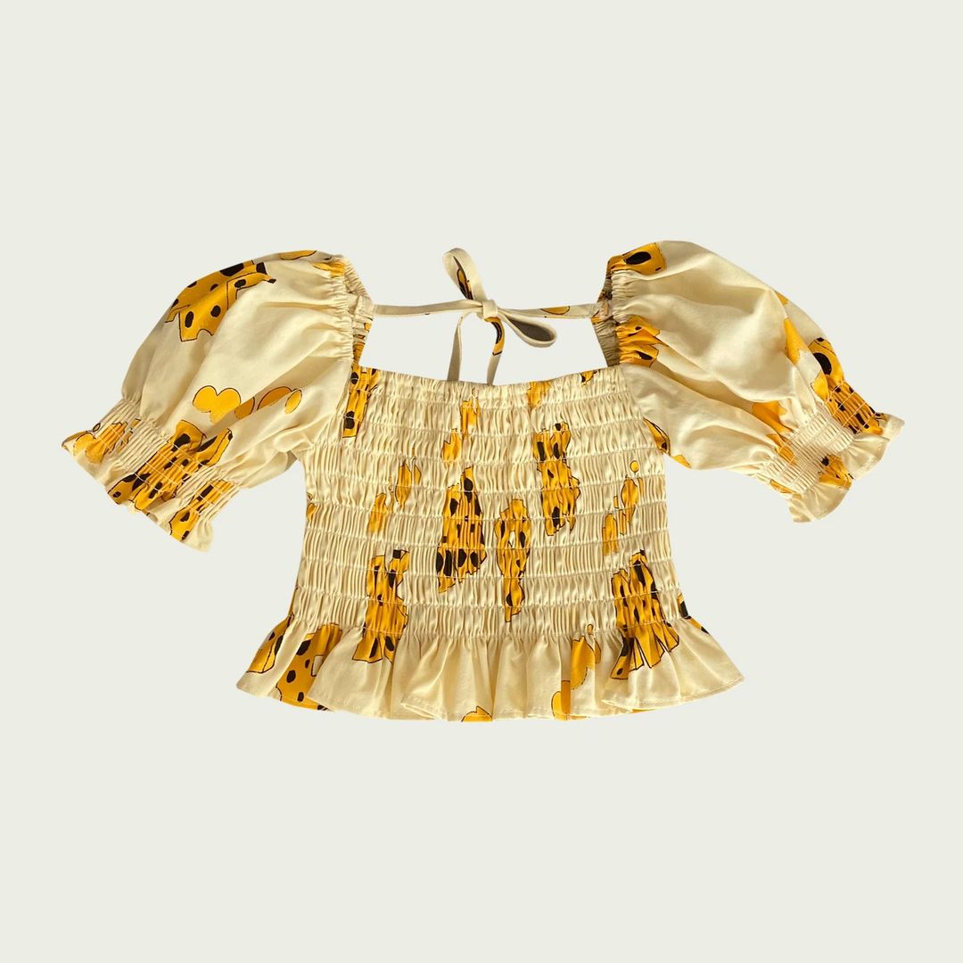 CHEESE ALL OVER WOVNE  SMOKE BLOUSE - 2