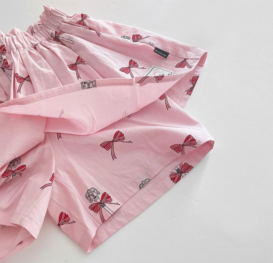 Ribbon key skirt pants PINK - 2