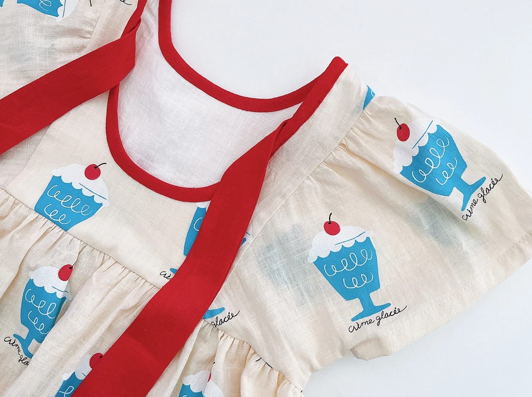 Ice cream ribbon dress beige - 4