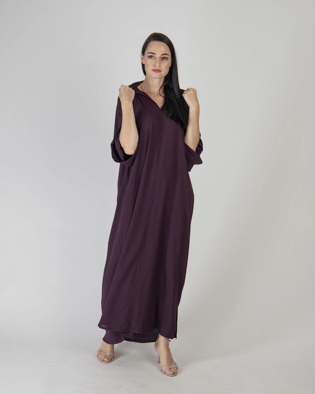 Dark Purple - Hoodie Dress - 1