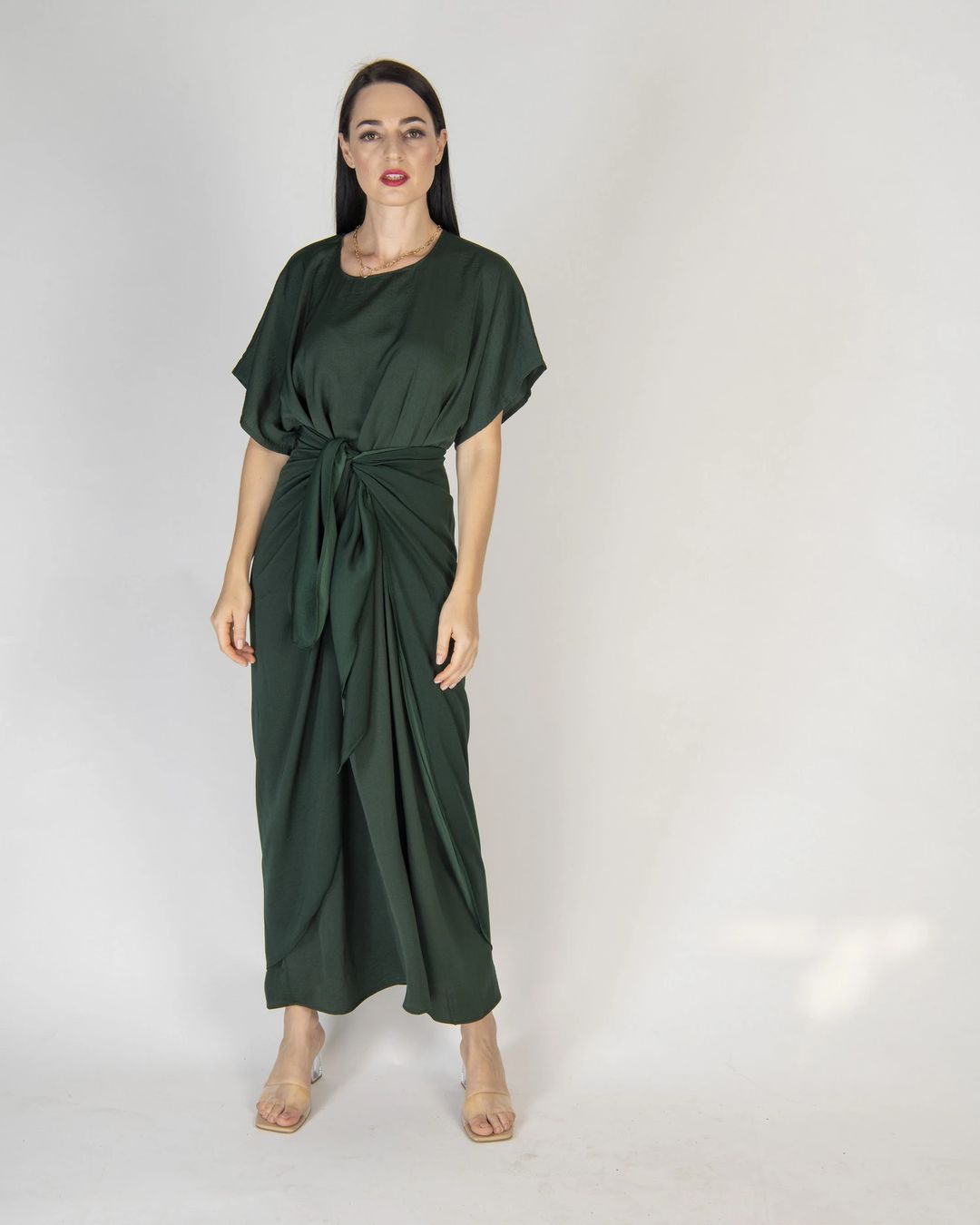 Dark green - Under Abaya Wrap Skirt Set - 1