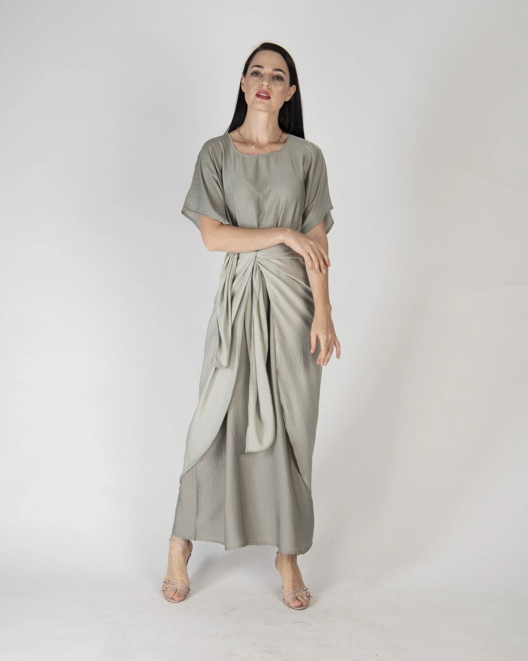 Mint green - Under Abaya Wrap Skirt Set - 3