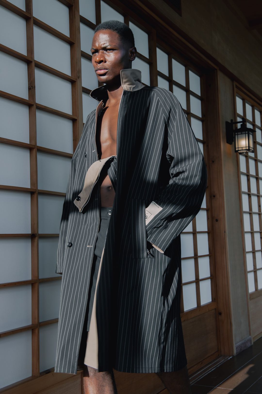 Midnight Blue Reversible Pinstripe Coat Set - 7