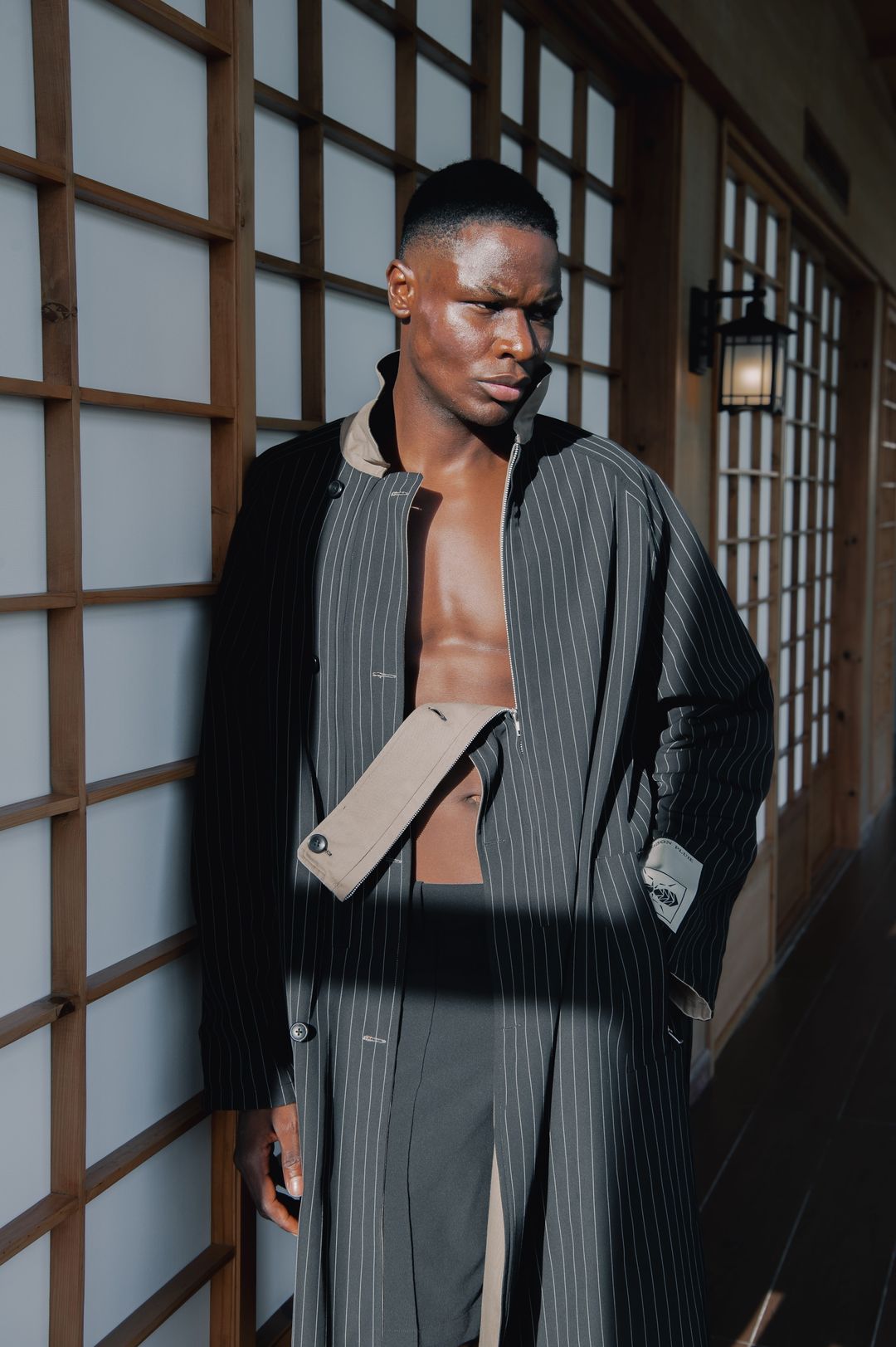 Midnight Blue Reversible Pinstripe Coat Set - 5