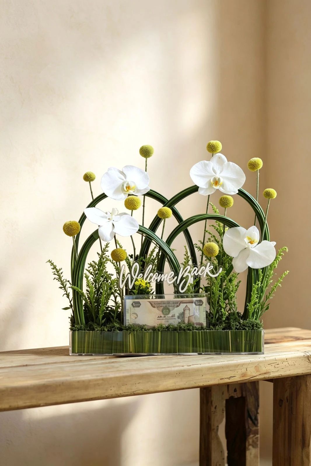 ACRYLIC MONEY AND GIFTS ARRANGEMENT - 1