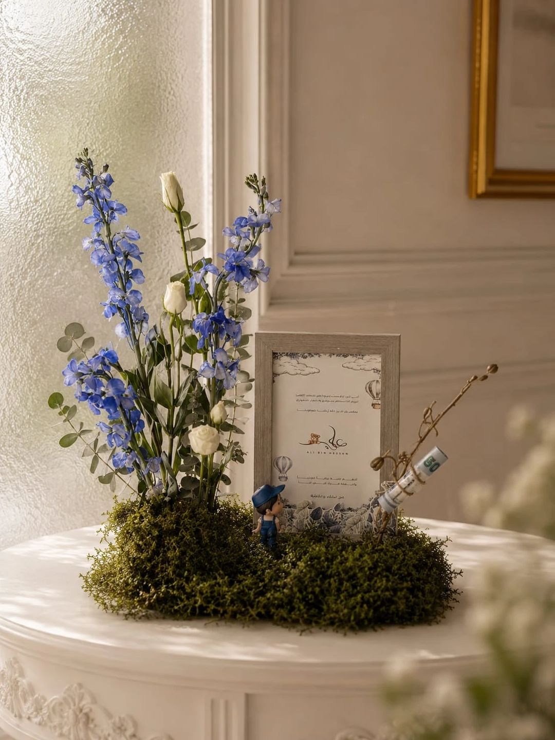baby boy frame with flowers design - 1