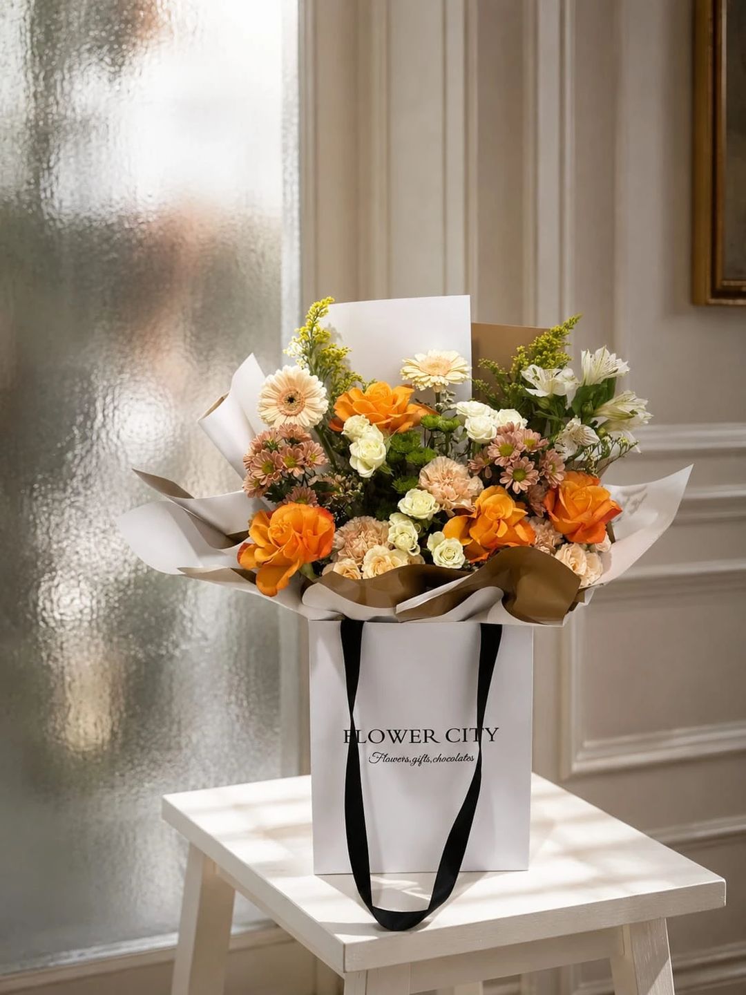 ORANGE/BEIGE/WHITE BOUQUET - 1