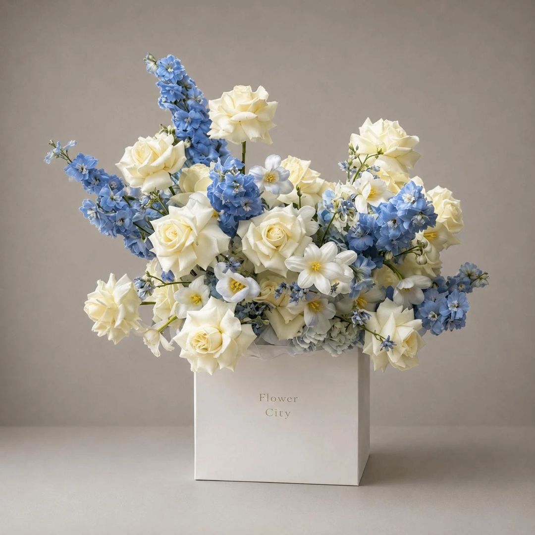 BLUE AND WHITE FLOWERS BOUQUET - 1