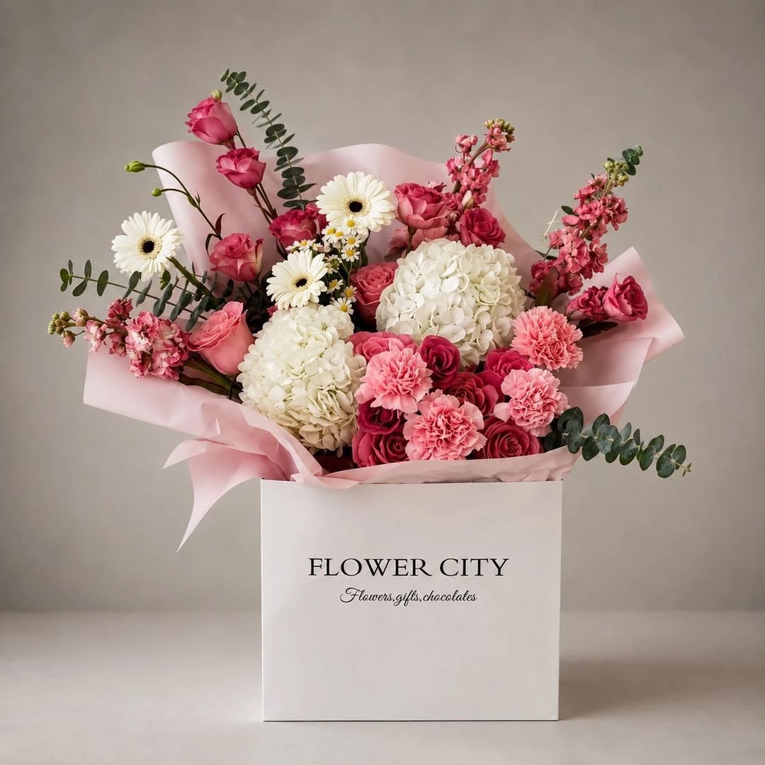 PINK AND WHITE MIX BOUQUET - 1