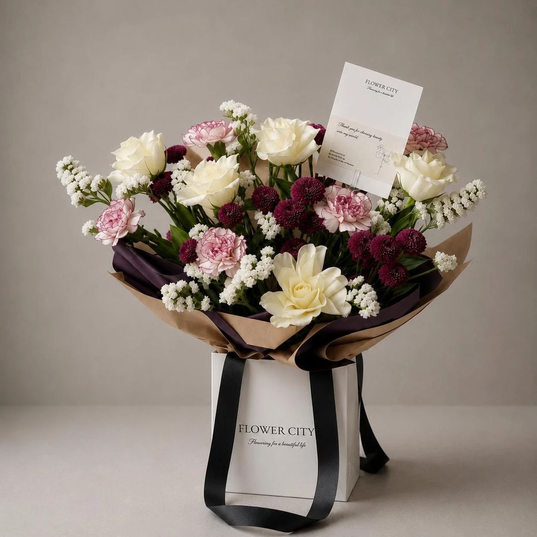 WHITE AND MAROON BOUQUET - 1