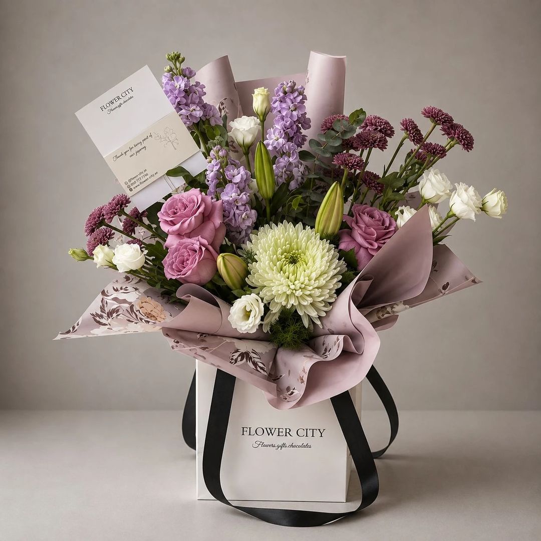MIX PURPLE AND WHITE BOUQUET - 1