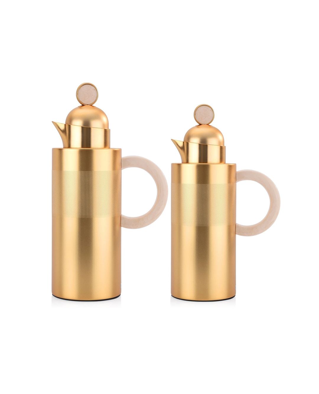 WABA Doha Flask Set 2 pcs- Matte Gold Colour & Ivory Handle - 1
