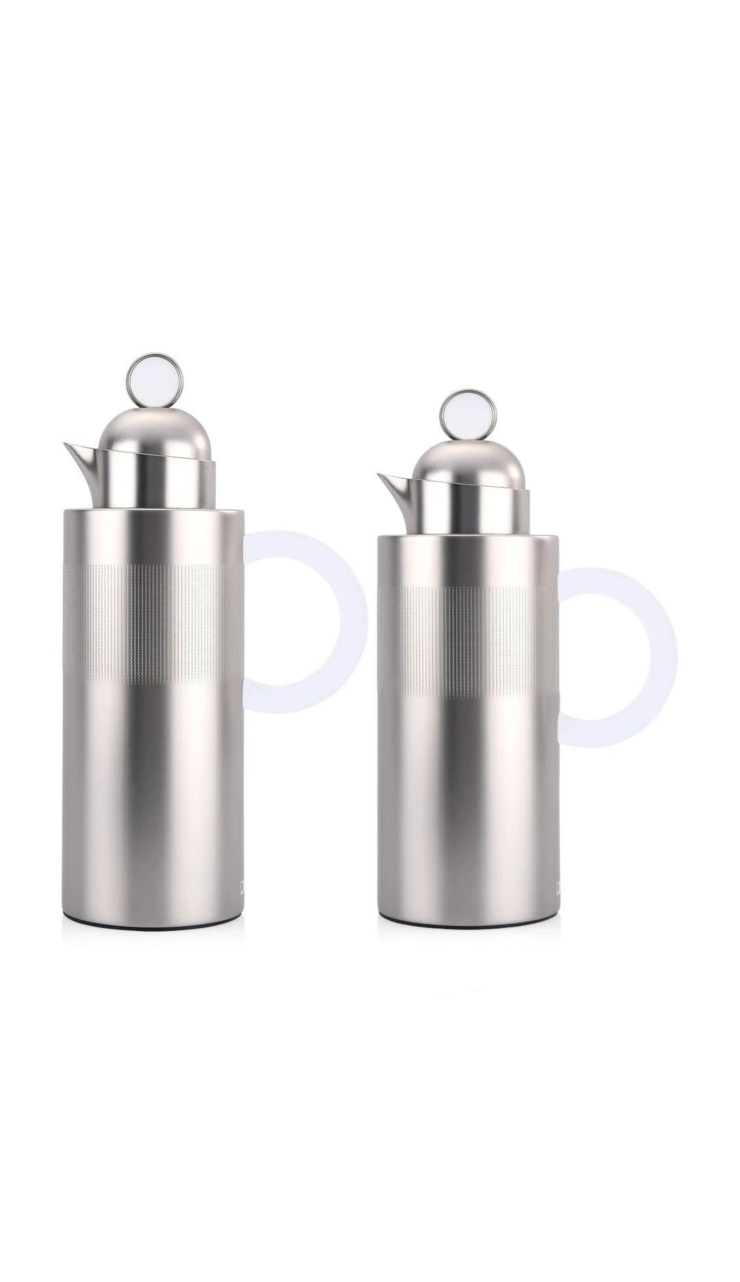 Doha Flasks Set - 2 pcs - Matte Silver & Snowy Handle - 1