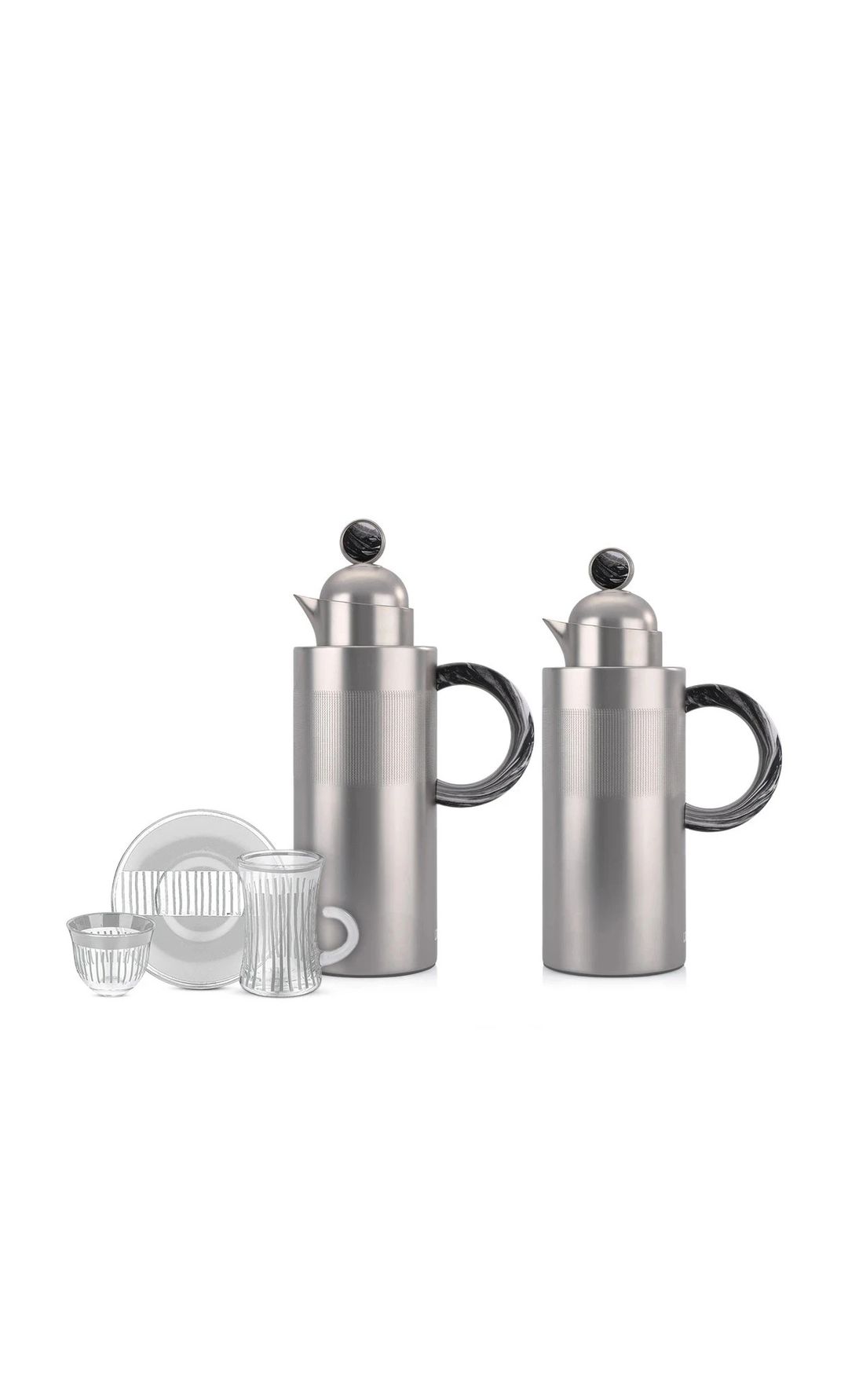 WABA KL77 Tea & Coffee Set - Matte Silver + Flasks - 20 pcs - 1