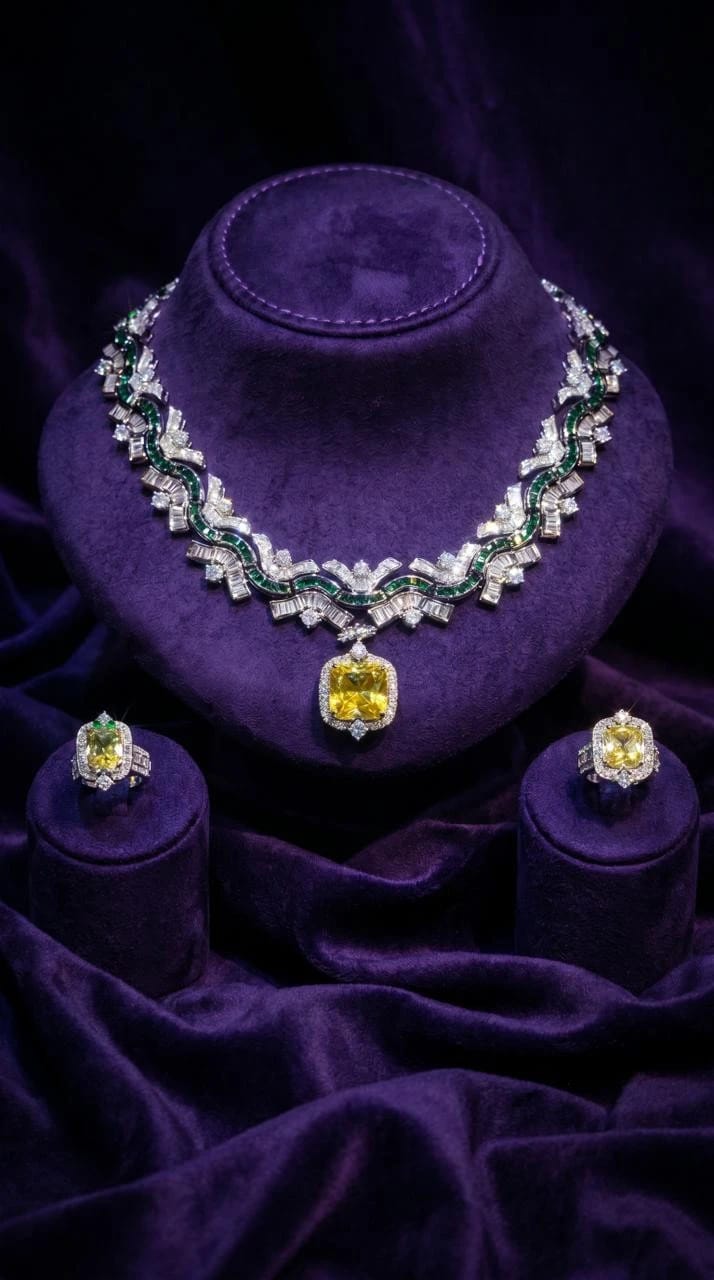 Necklace Jewellery Set 1107 Yellow Stone - 1