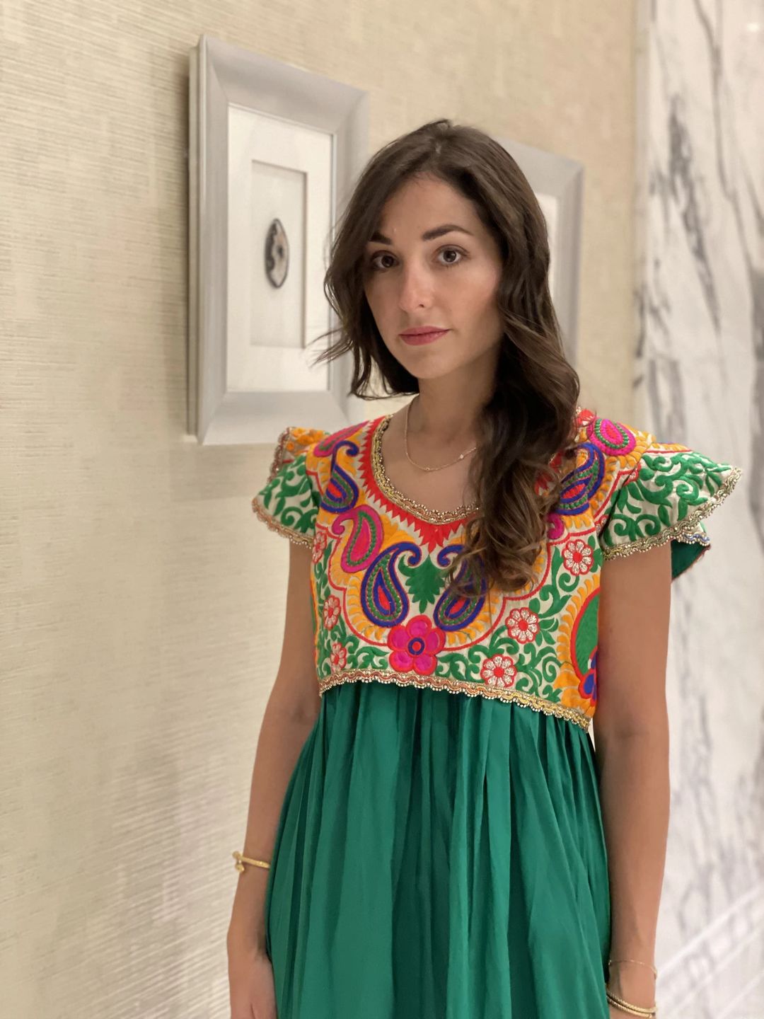 Green tafffeta dress - 4