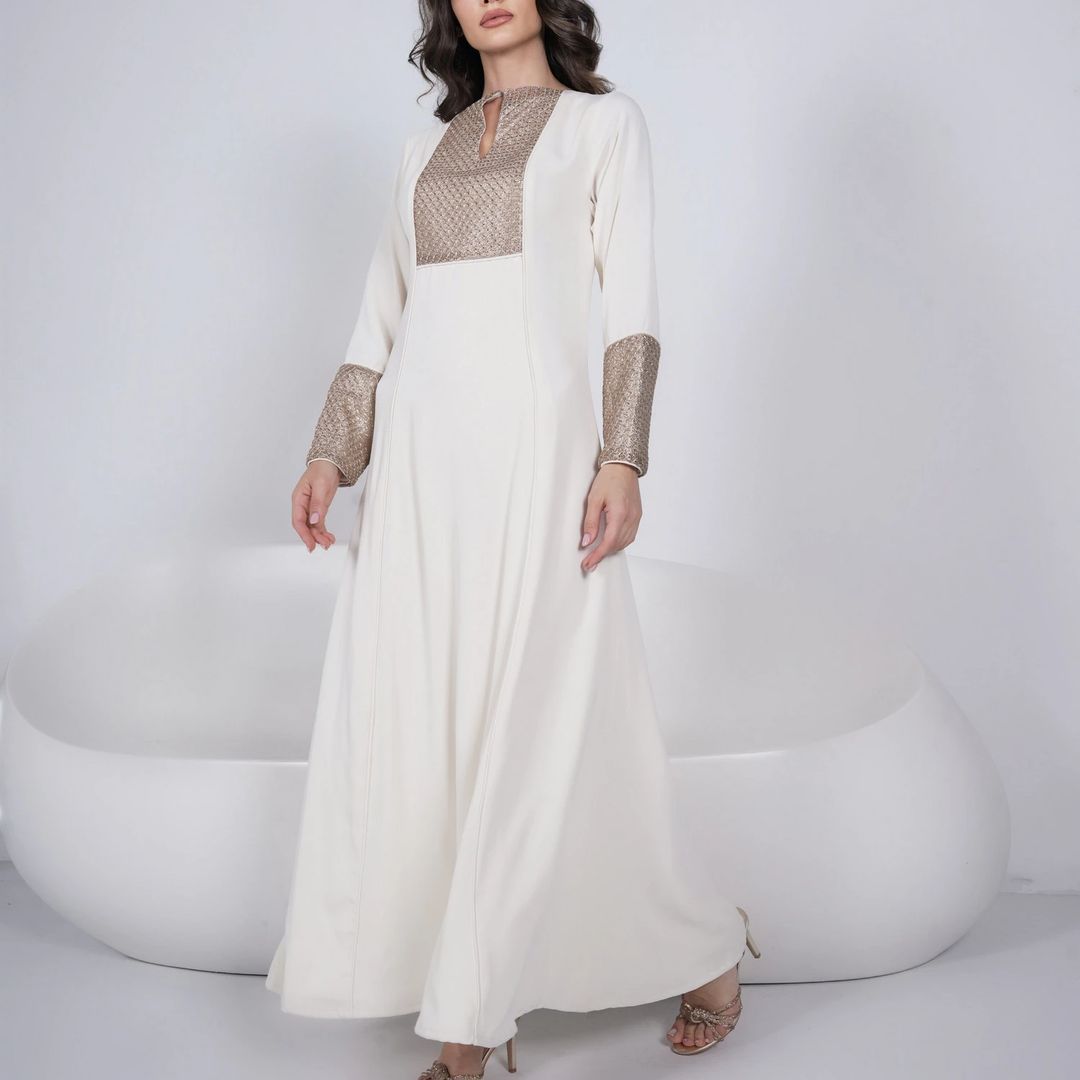 فستان كريب كريمي - 3