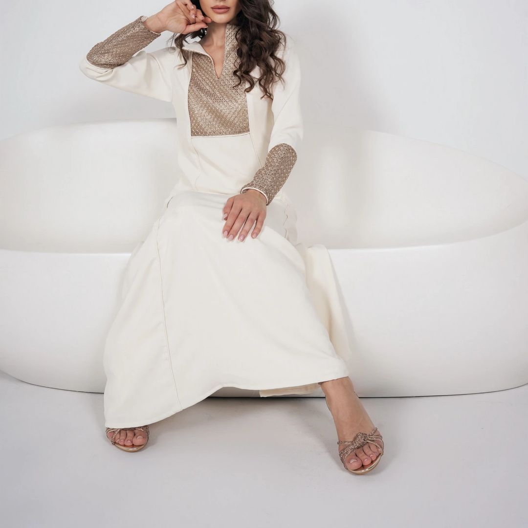 فستان كريب كريمي - 4