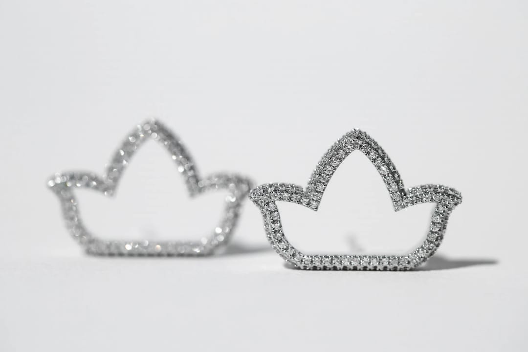 Lotus Earrings in Diamond - 2