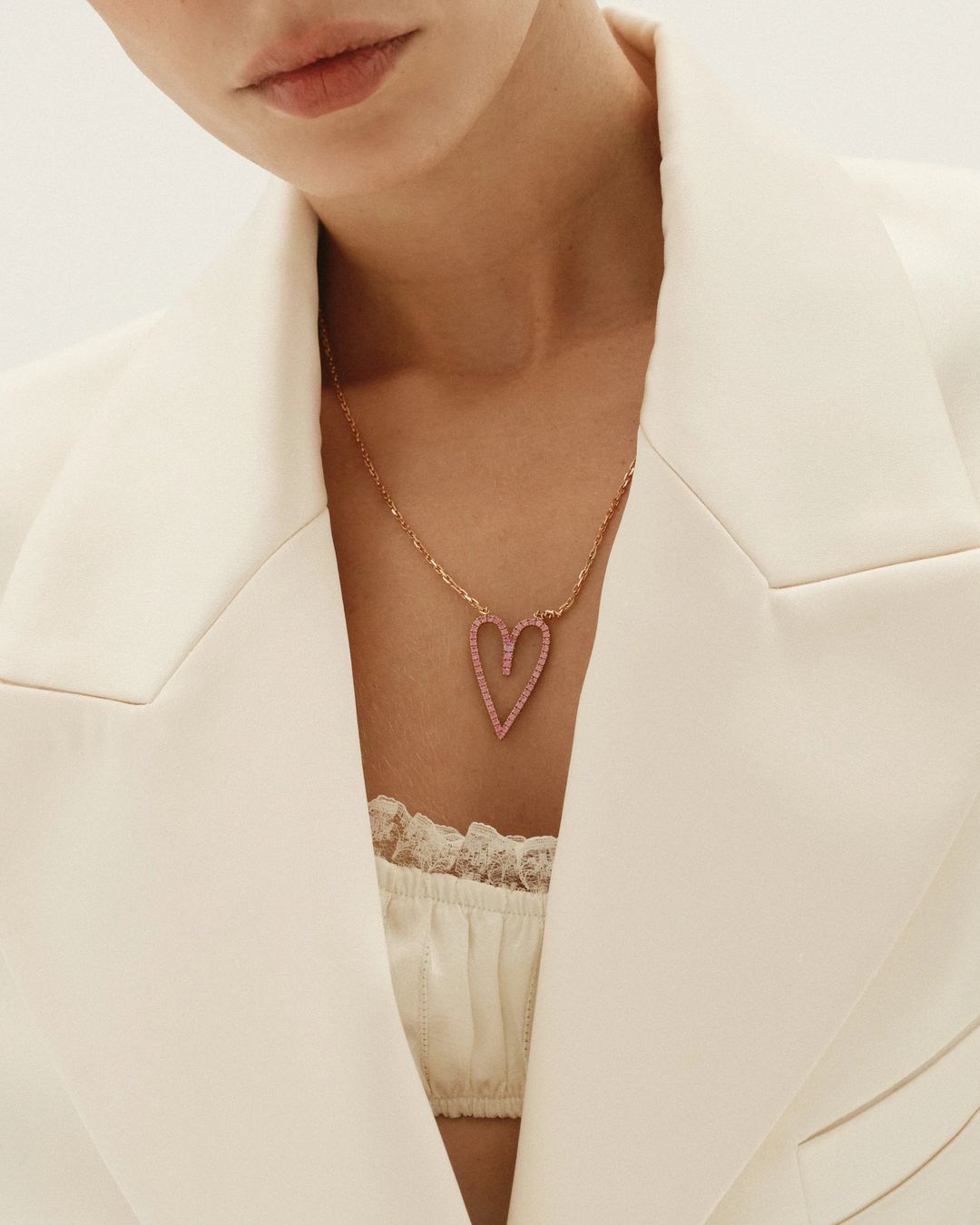 Pink Sapphire Heart Necklace - 3