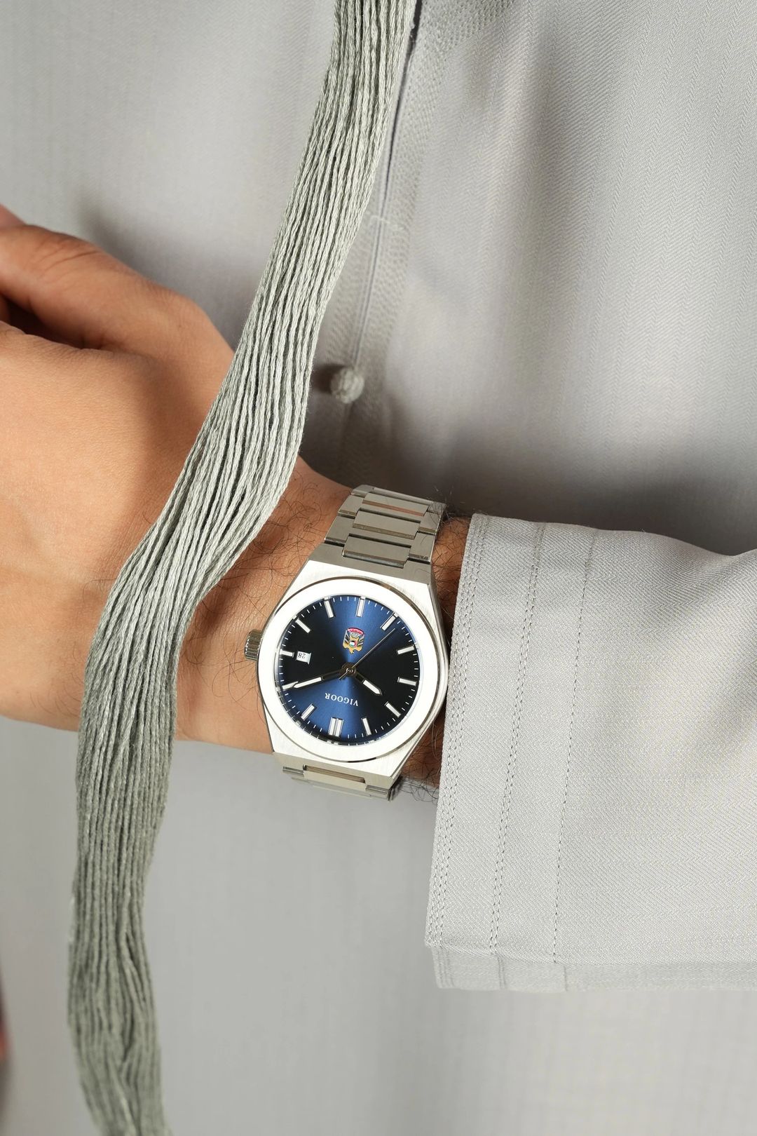 Khalifa Steel + Leather Watch/ساعه خليفه ستيل+جلد - 5