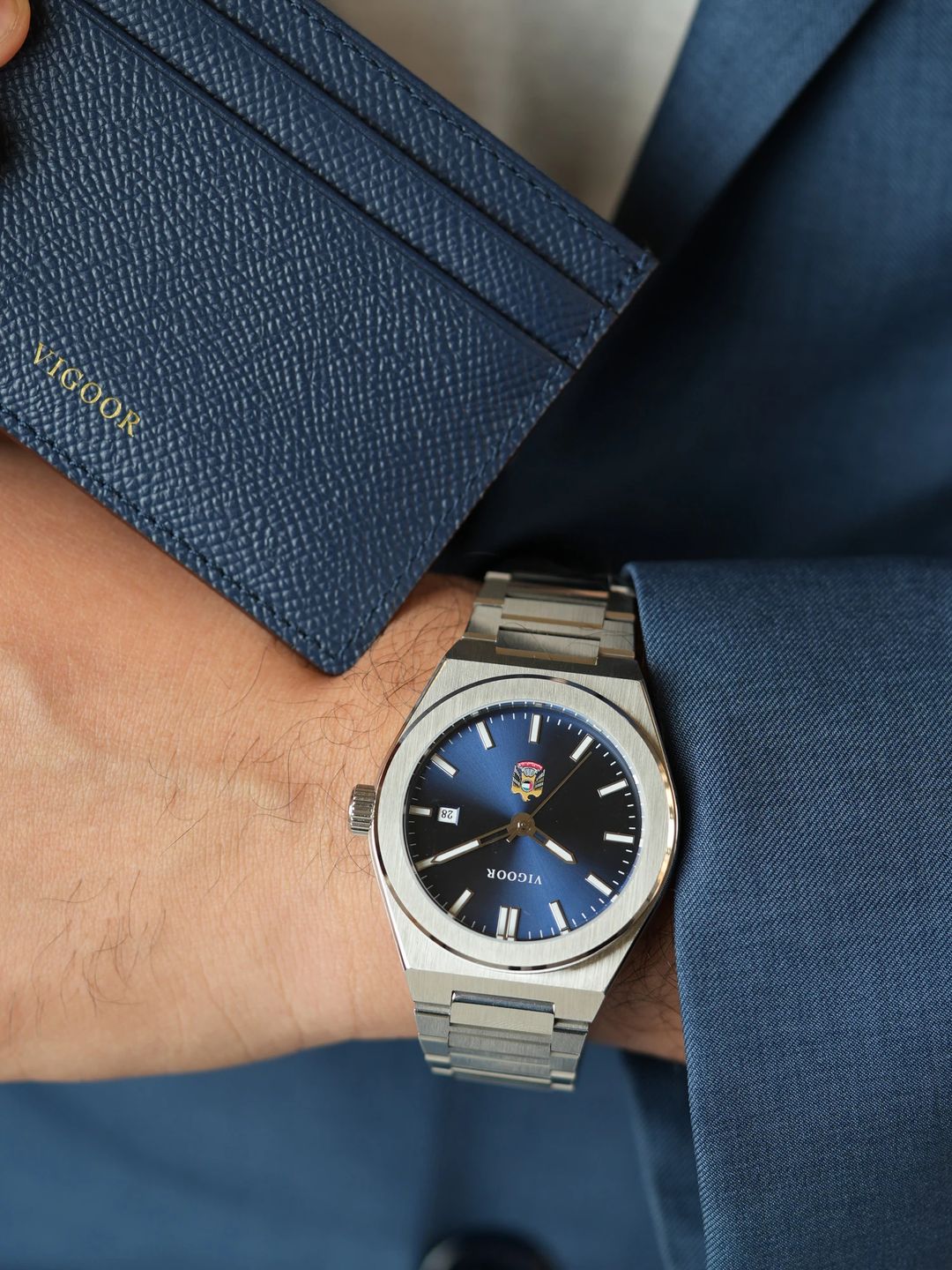 Khalifa Steel + Leather Watch/ساعه خليفه ستيل+جلد - 7