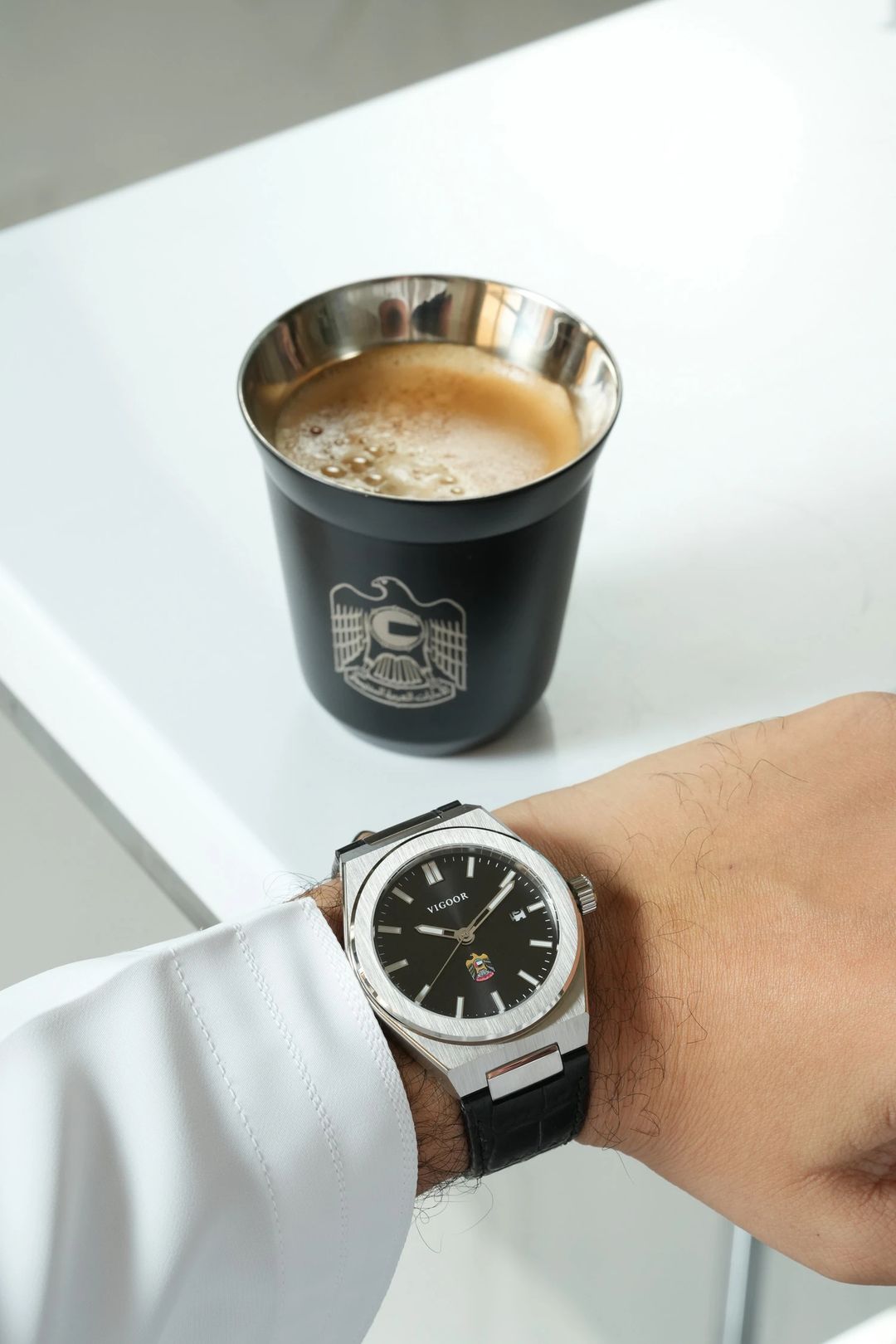 Hazza Steel+Leather Watch/ساعه هزاع ستيل +جلد - 4