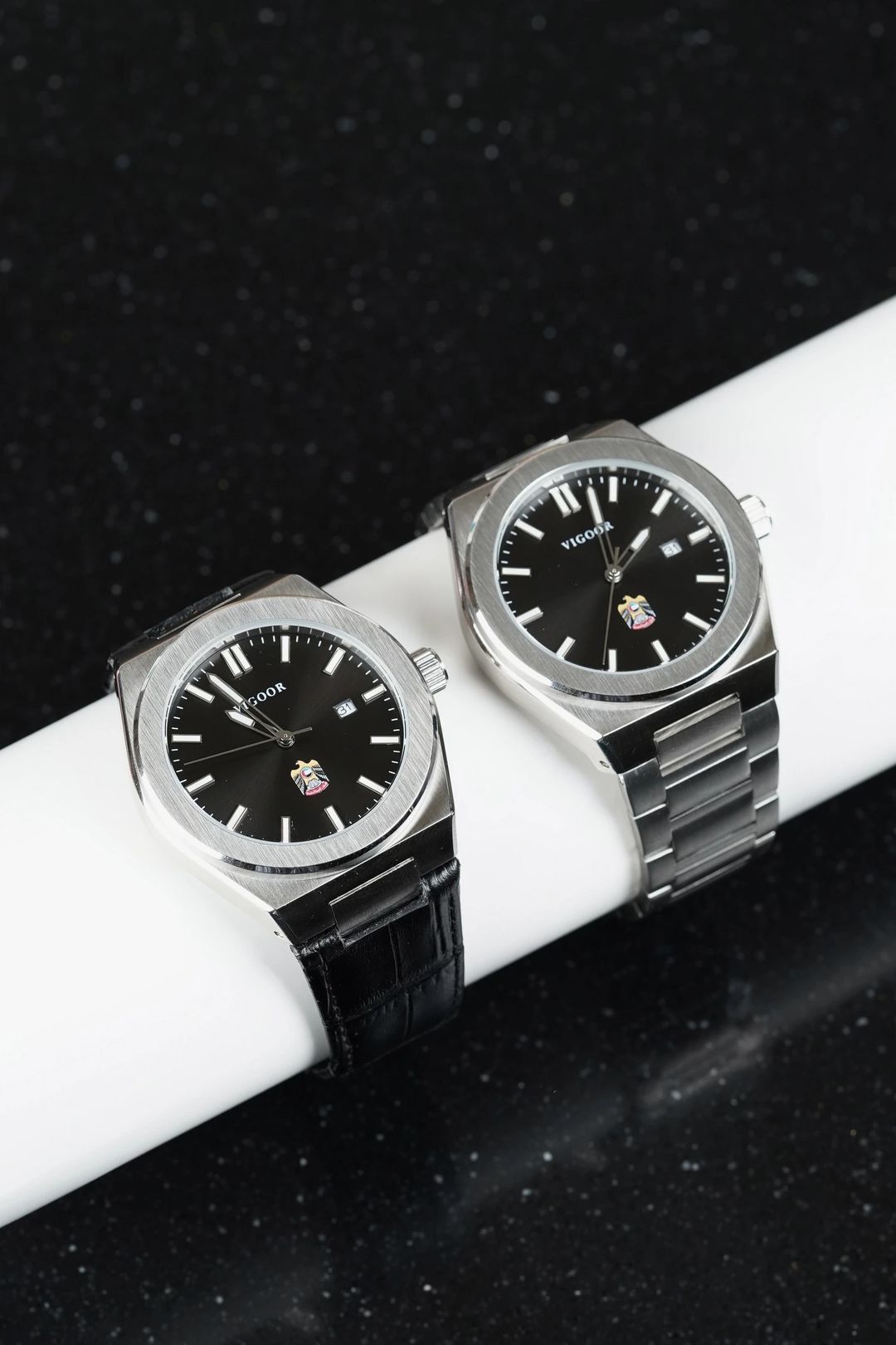 Hazza Steel+Leather Watch/ساعه هزاع ستيل +جلد - 9