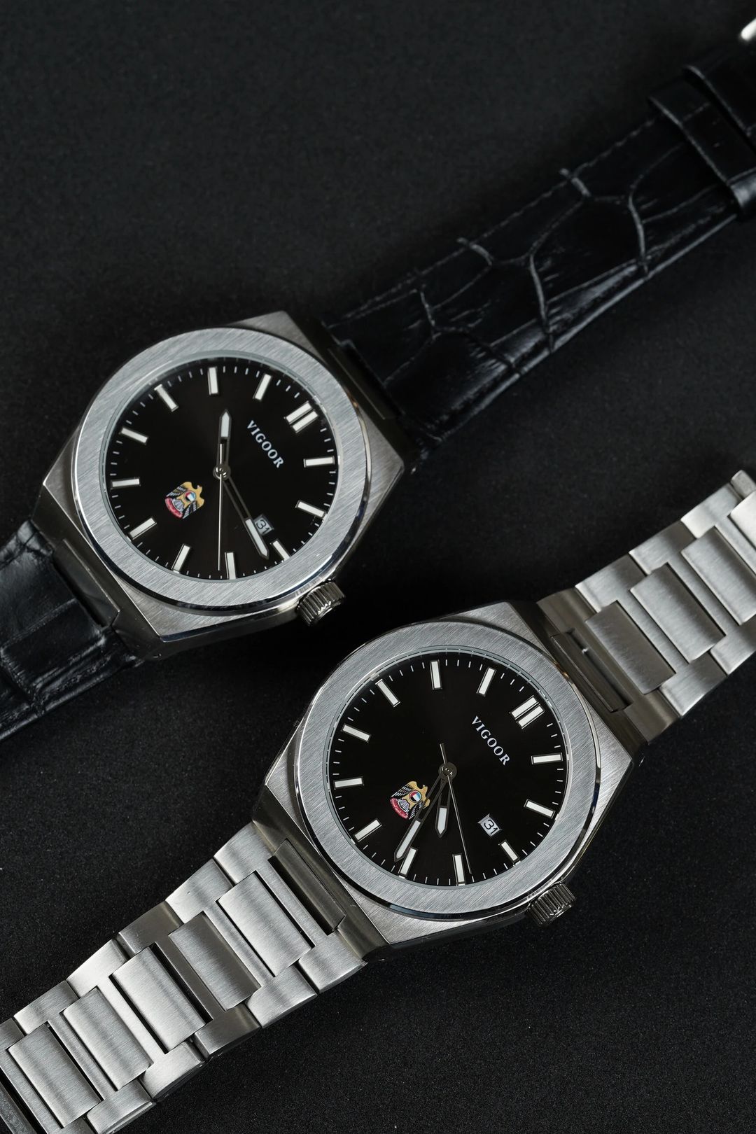 Hazza Steel+Leather Watch/ساعه هزاع ستيل +جلد - 10