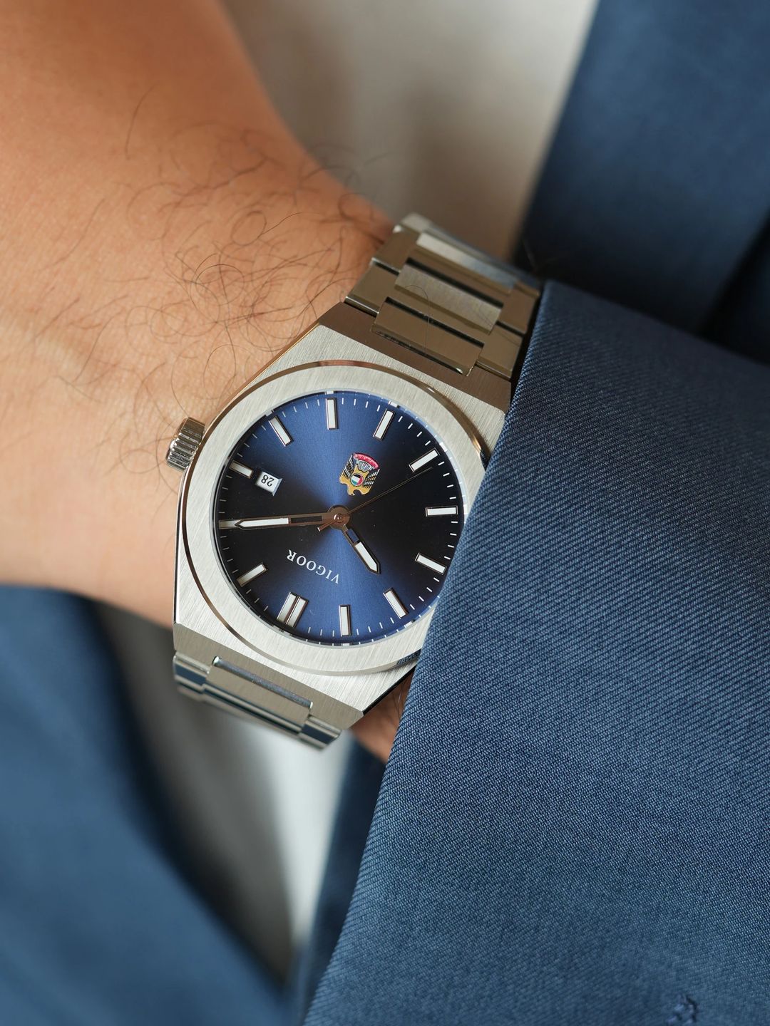 Khalifa Steel + Leather Watch/ساعه خليفه ستيل+جلد - 9