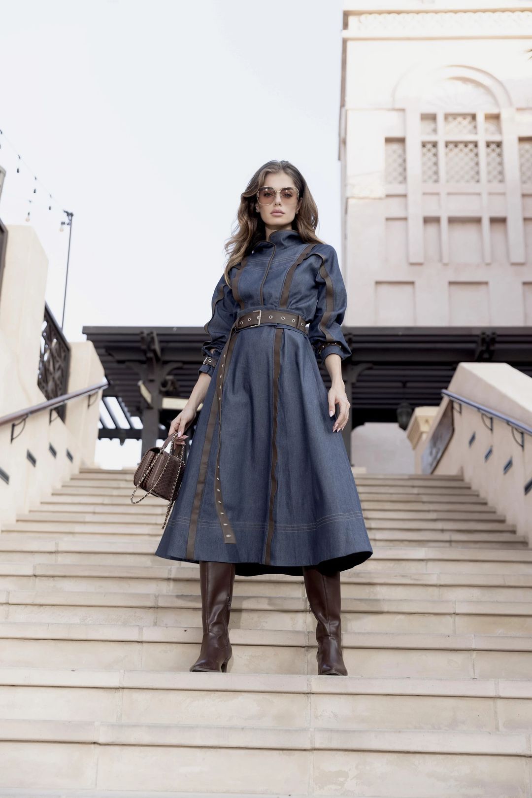 Kalea Dress - Denim & Leather - 3